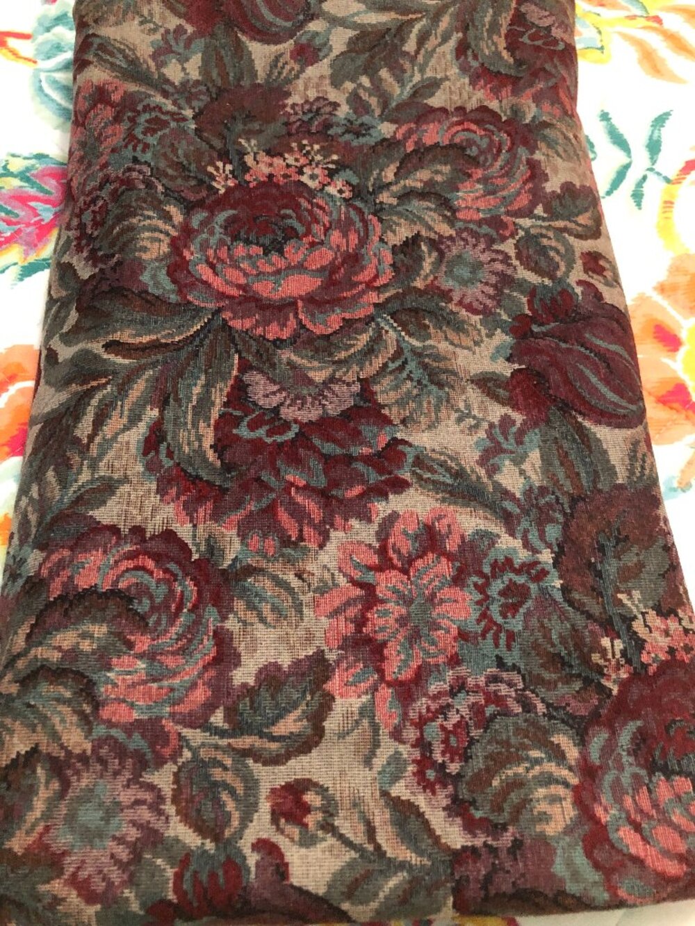 3+ yards of vintage "tapestry look" fabric